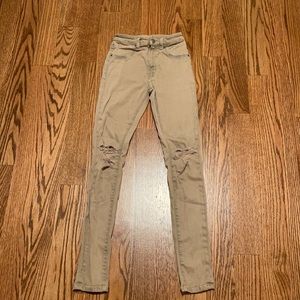CARMAR tan jeans skinny with rips on knees size 25